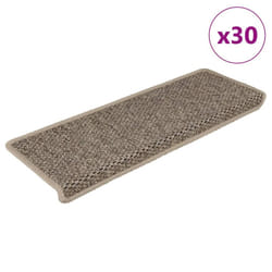 vidaXL Self-adhesive Stair Mats Stair Treads Protector Rug Sisal-Look 15 pcs - dark beige