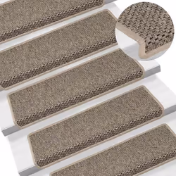 vidaXL Self-adhesive Stair Mats Stair Treads Protector Rug Sisal-Look 15 pcs - dark beige - Additional view 5