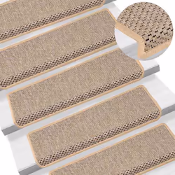 vidaXL Self-adhesive Stair Mats Stair Treads Protector Rug Sisal-Look 15 pcs - light beige - Additional view 5