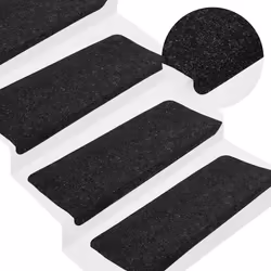 vidaXL Self-adhesive Stair Mats Carpet Stair Treads Stair Step Protector Rug - anthracite, 65 x 24.5 x 3.5 cm/ 30 pcs - Additional view 4