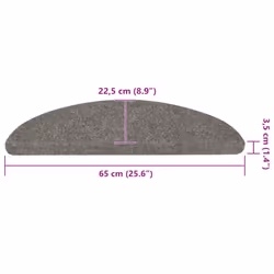 vidaXL Self-adhesive Stair Mats Carpet Stair Treads Stair Step Protector Rug - grey, 65 x 22.5 x 3.5 cm/ 20 pcs - Additional view 3