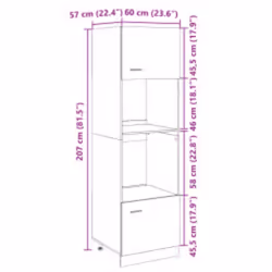 vidaXL Microwave Cabinet Sonoma Oak 60x57x207 cm Engineered Wood cupboard