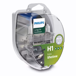 Philips LongLife EcoVision 12258LLECOS2 car headlight bulb, 55 W, 12 V, H1, 3100 K, 2 pc(s)