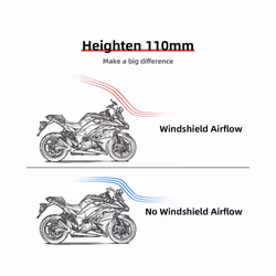Motorcycle Adjustable Windscreen Wind Deflector Spoiler Extension Windshield - Large Clear