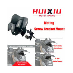 ) For BMW New s1000r S1000R 2021 2022 2023 Windshield Deflector Sun Visor - Black (with bracket