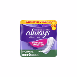 Always Discreet Incontinence Pads Women, Normal, Absorbency 3 or 4, 96 Sanitary Towels (24 x 4 Packs), Complete Protection fo ...