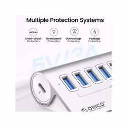 ORICO M3U7 Aluminum Alloy 7-Port USB 3.2 Gen1 5Gbps HUB with 1m Cable(Silver)