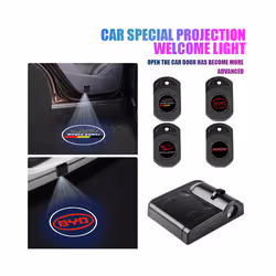 1/2Pcs Car Door Badge Welcome Light HD Wireless Projector Lamps Accessories - For Porsche, 2Pcs with logo