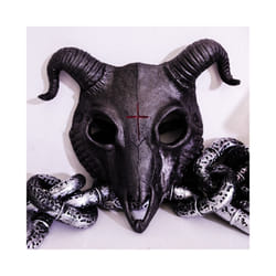 Halloween Cosplay Billy Goat Skull Mask Half Face Masquerade Carnival - Black