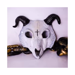 Halloween Cosplay Billy Goat Skull Mask Half Face Masquerade Carnival - White