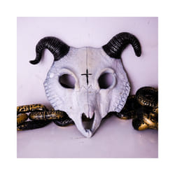 Halloween Cosplay Billy Goat Skull Mask Half Face Masquerade Carnival - White