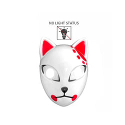 LED Glowing Cat Face Mask Cool Halloween Cosplay Neon Demon Slayer Fox - Red Not glowing