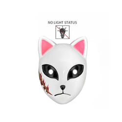 LED Glowing Cat Face Mask Cool Halloween Cosplay Neon Demon Slayer Fox - pink Not glowing