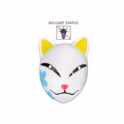 LED Glowing Cat Face Mask Cool Halloween Cosplay Neon Demon Slayer Fox - yellow Not glowing