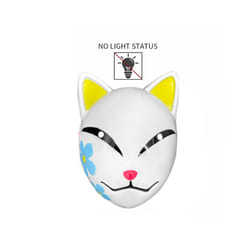 LED Glowing Cat Face Mask Cool Halloween Cosplay Neon Demon Slayer Fox - yellow Not glowing