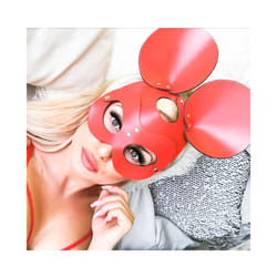 Sexy Bunny Ears Masks Pink PU Leather Masquerade Cosplay Masks Bondage - EM-003R
