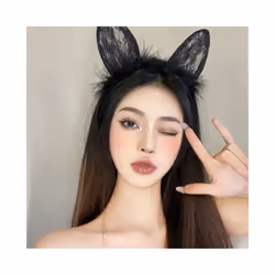 Lace Transparent Eye Mask Rabbit Ears Cat Ear Headband Sexy Cosplay Costumes - 19