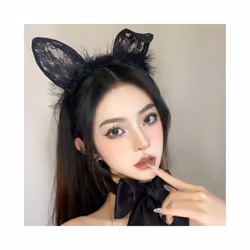 Lace Transparent Eye Mask Rabbit Ears Cat Ear Headband Sexy Cosplay Costumes - 5