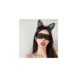 Lace Transparent Eye Mask Rabbit Ears Cat Ear Headband Sexy Cosplay Costumes - 1