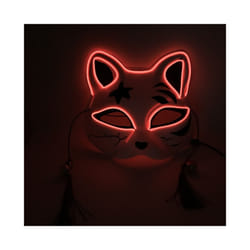 Halloween Mask Cute Cat Fox  EL Wire Mask Flashing Cosplay LED neon Costume - Half face red