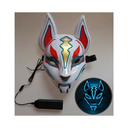 Halloween Mask Cute Cat Fox  EL Wire Mask Flashing Cosplay LED neon Costume - Fox blue