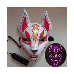 Halloween Mask Cute Cat Fox  EL Wire Mask Flashing Cosplay LED neon Costume - Fox pink