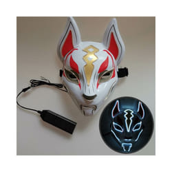 Halloween Mask Cute Cat Fox  EL Wire Mask Flashing Cosplay LED neon Costume - Fox white