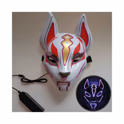Halloween Mask Cute Cat Fox EL Wire Mask Flashing Cosplay LED neon Costume - Fox purple
