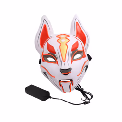 Halloween Mask Cute Cat Fox  EL Wire Mask Flashing Cosplay LED neon Costume - Fox Red