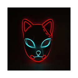 Halloween Mask Cute Cat Fox  EL Wire Mask Flashing Cosplay LED neon Costume - Cat red ice