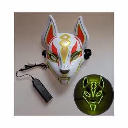 Halloween Mask Cute Cat Fox  EL Wire Mask Flashing Cosplay LED neon Costume - Fox  Fluo