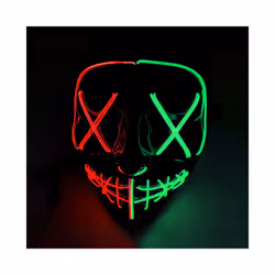 Luminous Led Purge Mask Halloween Cosplay Costume Nightclub Masquerade - red and lemon green