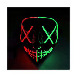 Luminous  Led Purge Mask Halloween Cosplay Costume Nightclub Masquerade - red and lemon green