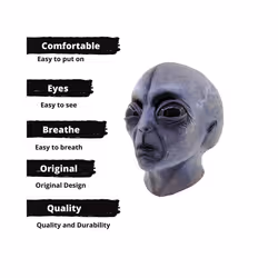 2023 New UFO Alien Helmet Mask Halloween Cosplay Alien Mask Latex Headgear - 2