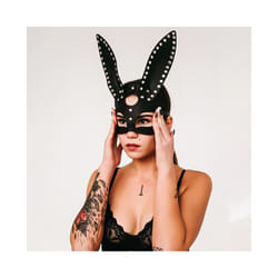 Cosplay Women Leather Mask Sexy Toy Bunny Ears Punk Gothic Style Half - EM-074