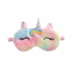 Kids Adult Unicorn Plush Eye Cover Sleeping Mask Cartoon 3D Silk Travel - Multicolor