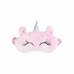 Kids Adult Unicorn Plush Eye Cover Sleeping Mask Cartoon 3D Silk Travel - Pink