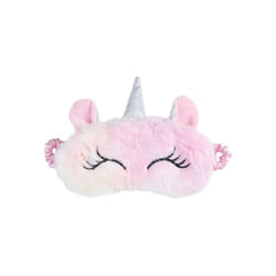 Kids Adult Unicorn Plush Eye Cover Sleeping Mask Cartoon 3D Silk Travel - Pink