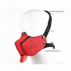 10 Colour Adjustable Fashion Cosplay Latex Rubber Padded Dog Fetish Mask - Red