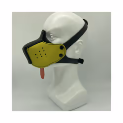10 Colour Adjustable Fashion Cosplay Latex Rubber Padded Dog Fetish Mask - Black Yellow