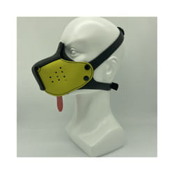 10 Colour Adjustable Fashion Cosplay Latex Rubber Padded Dog Fetish Mask - Black Yellow
