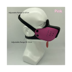 10 Colour Adjustable Fashion Cosplay Latex Rubber Padded Dog Fetish Mask - Black Pink