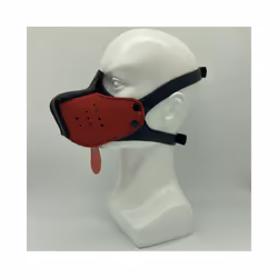 10 Colour Adjustable Fashion Cosplay Latex Rubber Padded Dog Fetish Mask - Black Red