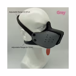10 Colour Adjustable Fashion Cosplay Latex Rubber Padded Dog Fetish Mask - Black Gray
