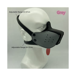 10 Colour Adjustable Fashion Cosplay Latex Rubber Padded Dog Fetish Mask - Black Gray