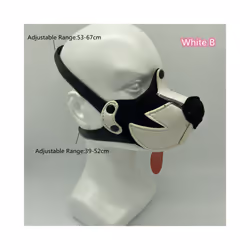 10 Colour Adjustable Fashion Cosplay Latex Rubber Padded Dog Fetish Mask - Black White2