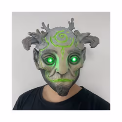 Halloween Green Man Elf Old Man Latex Mask Forest Spirit Elf Mask with - B With Light