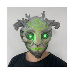 Halloween Green Man Elf Old Man Latex Mask Forest Spirit Elf Mask with - B  With Light