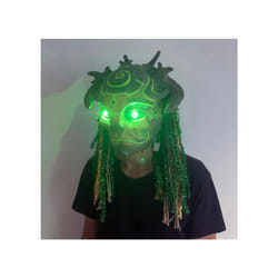 Halloween Green Man Elf Old Man Latex Mask Forest Spirit Elf Mask with - A  With Light