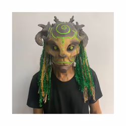 Halloween Green Man Elf Old Man Latex Mask Forest Spirit Elf Mask with - A  With Light